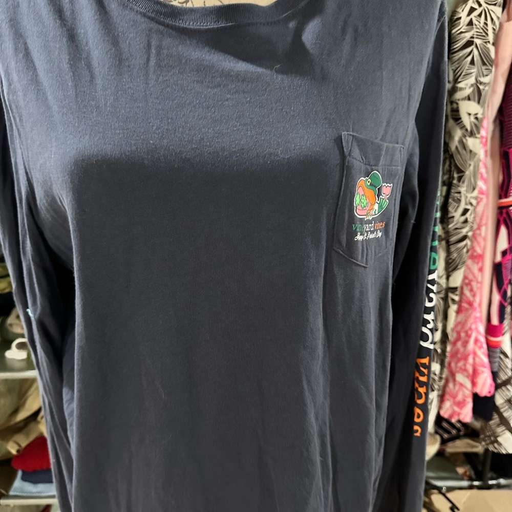 Vineyard Vines Navy Long Sleeve Tee with Pocket Design